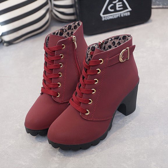 Supportive Women's Ankle Boots - Lace-Up, Suede, Autumn - Image 8