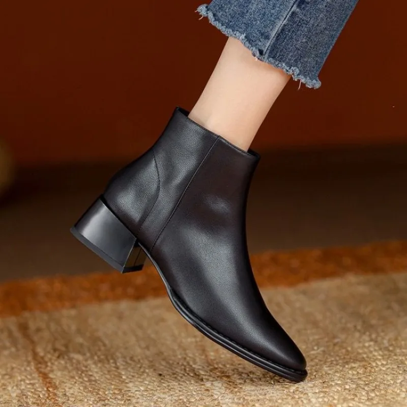 Supportive Women’s Ankle Boots - Pointed Toe Leather Office - Image 2