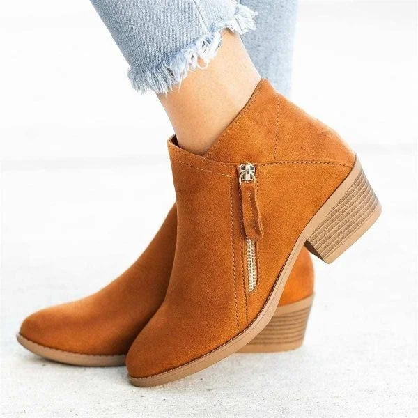 Supportive Women’s Ankle Boots - Side Zip, Suede, Casual - Image 4