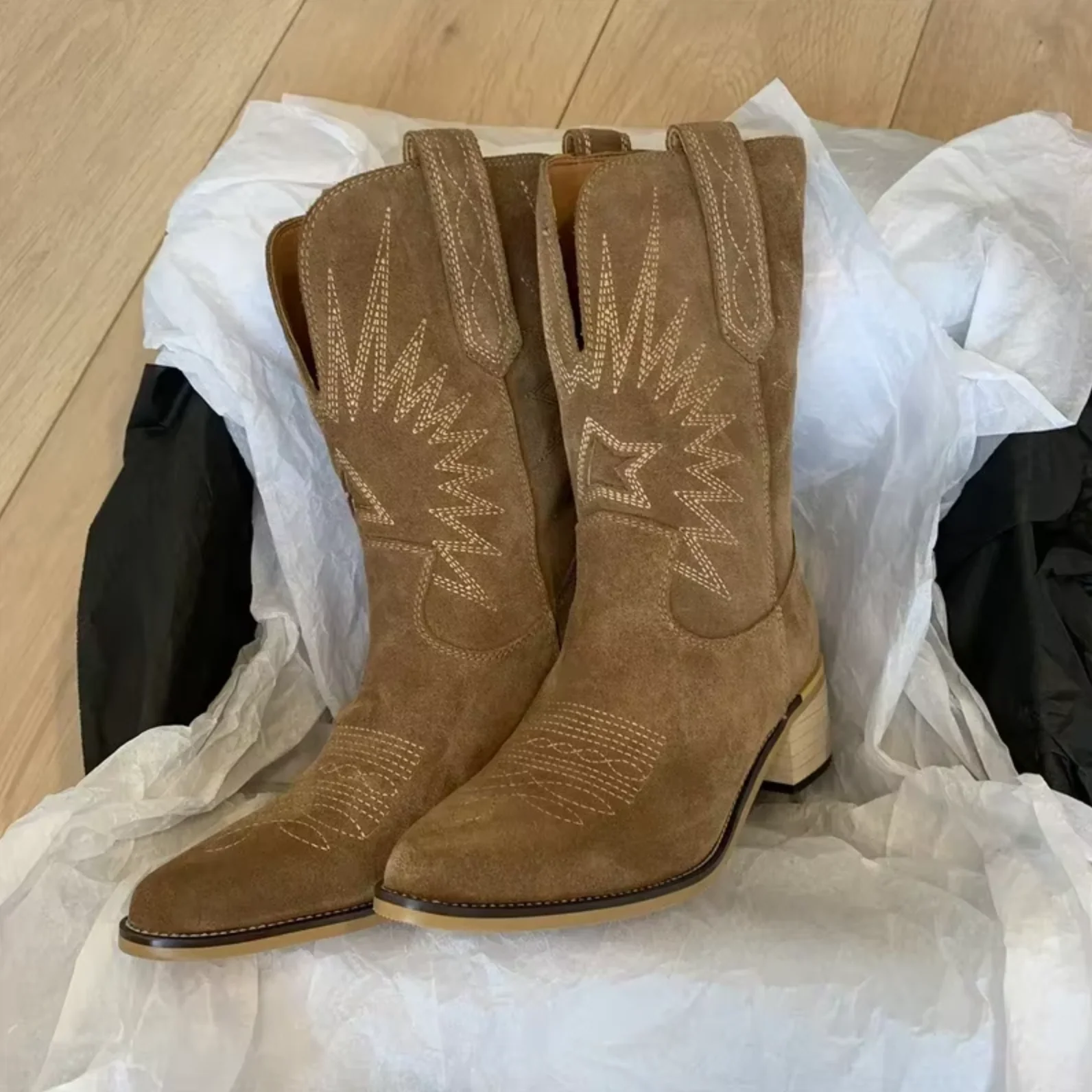 Supportive Women’s Cowboy Boots - Mid Calf, Suede, Everyday