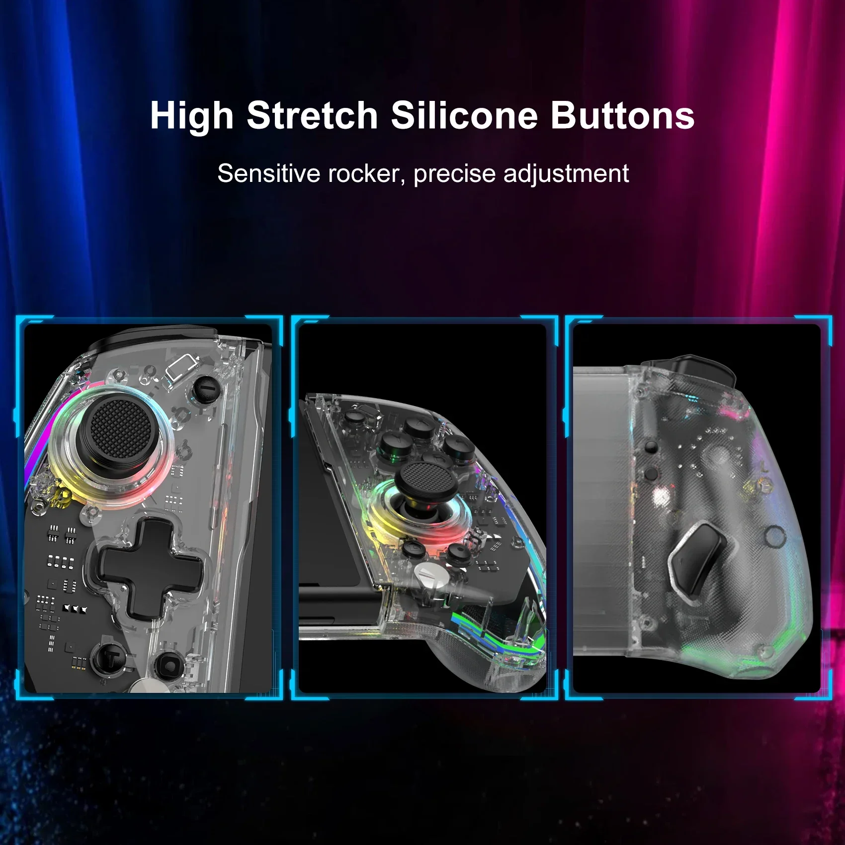 Switch Controller No Deadzone Enhanced Transparent Gamepad With Adjustable LED 6-Axis Gyro Fall 2025 Precise Input - Image 3