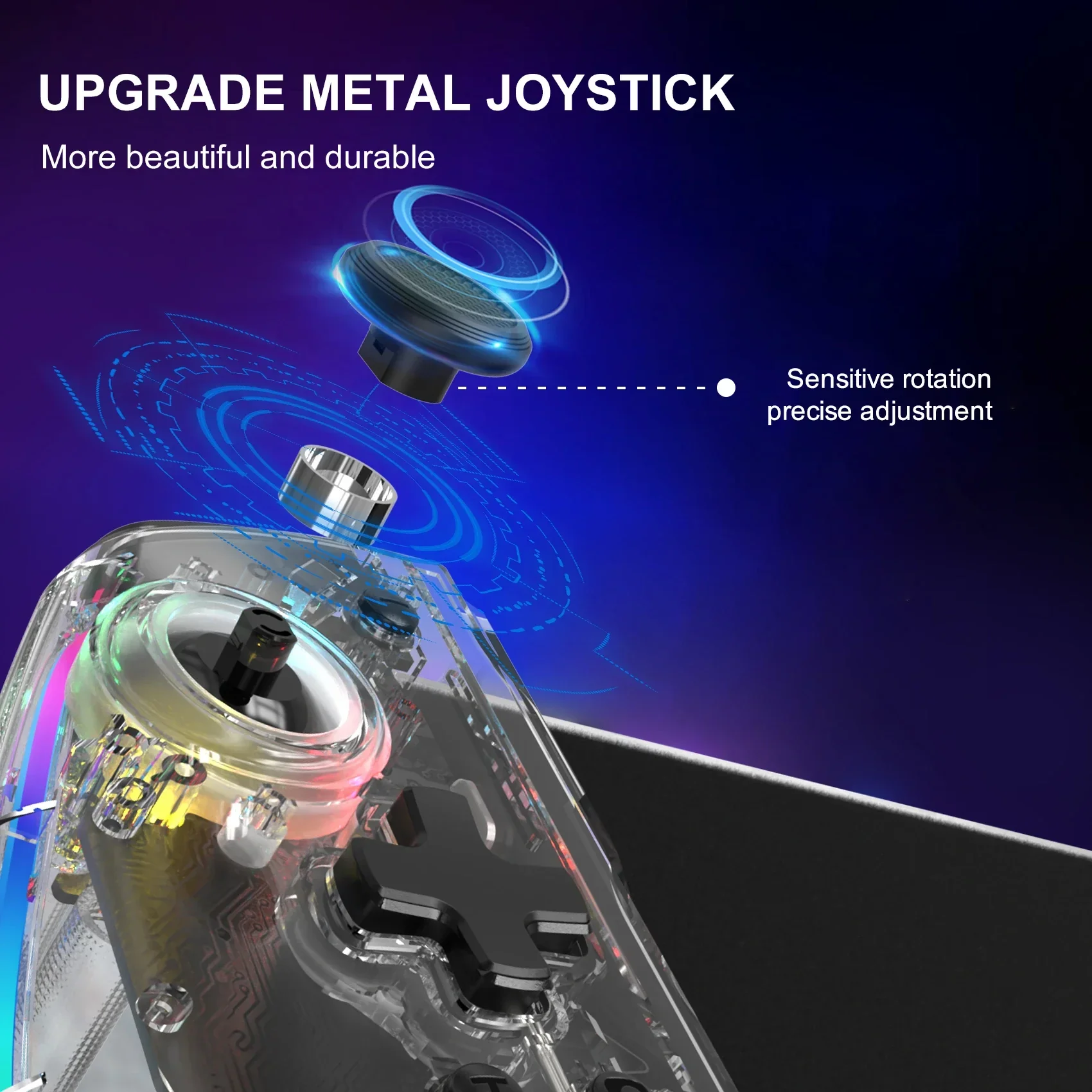 Switch Controller No Deadzone Enhanced Transparent Gamepad With Adjustable LED 6-Axis Gyro Fall 2025 Precise Input - Image 5