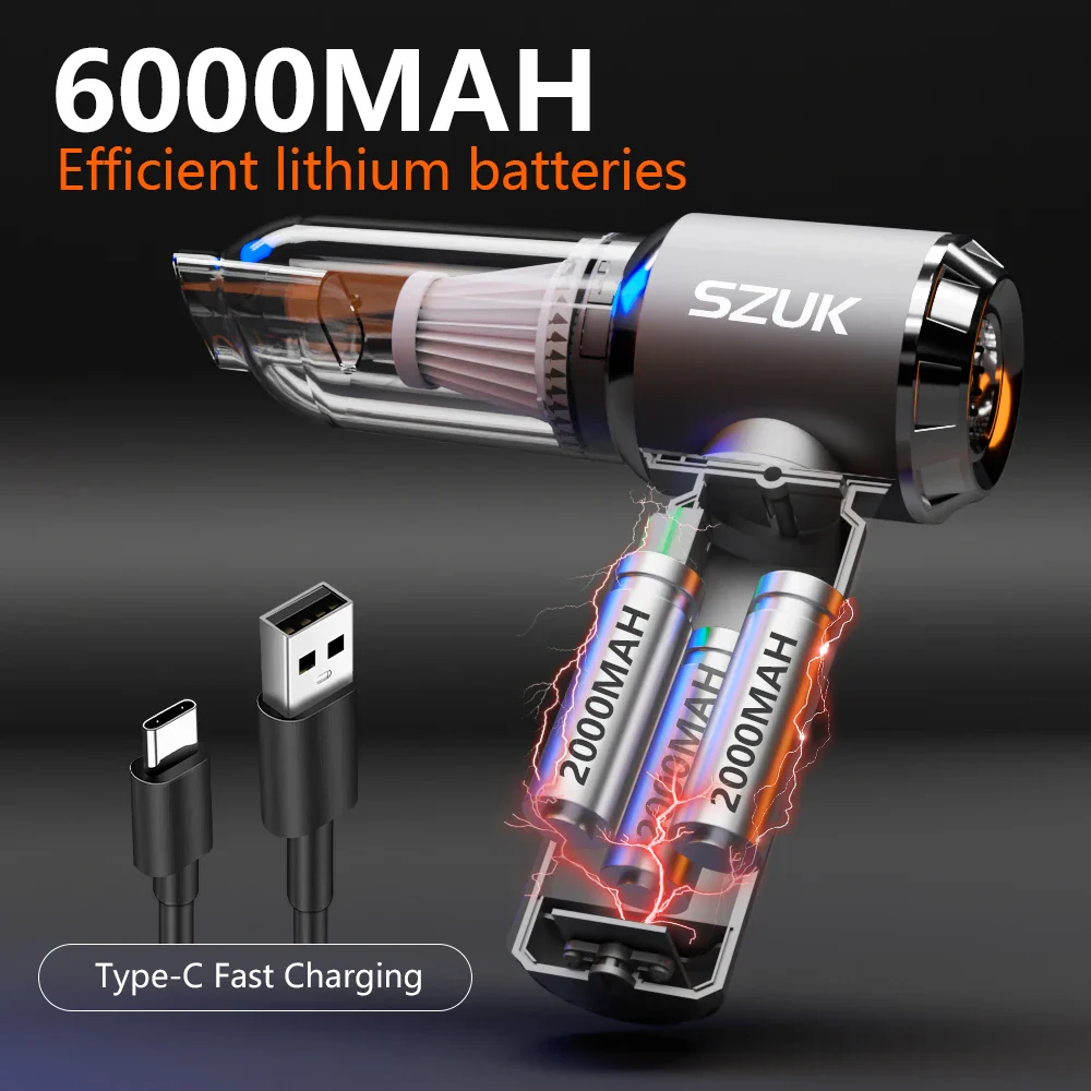 Car Vacuum Cleaner Wireless Mini Handheld Strong 6000mAh - Image 3