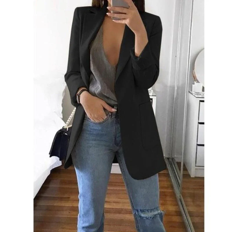 Tailored women's black blazer – fitted cotton blend, for business meetings - Image 4
