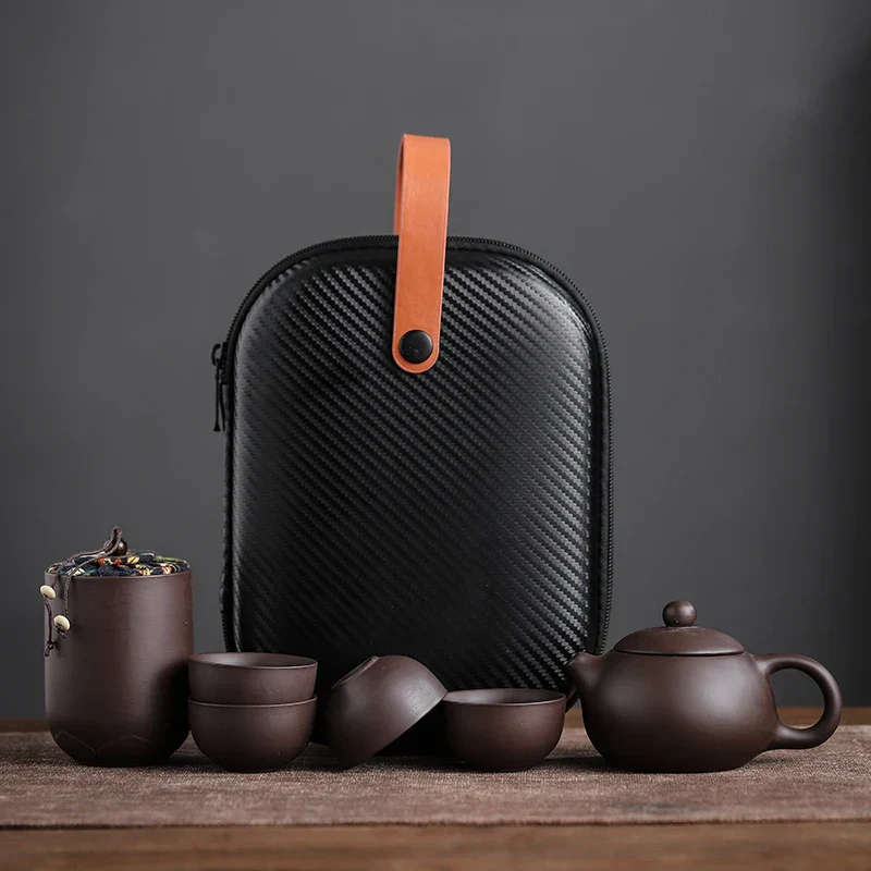 Tea Set Purple Sand Portable Gaiwan Travel Tea Ceremony Kit Fall 2025 Yixing Clay Outdoor Gift - Image 7