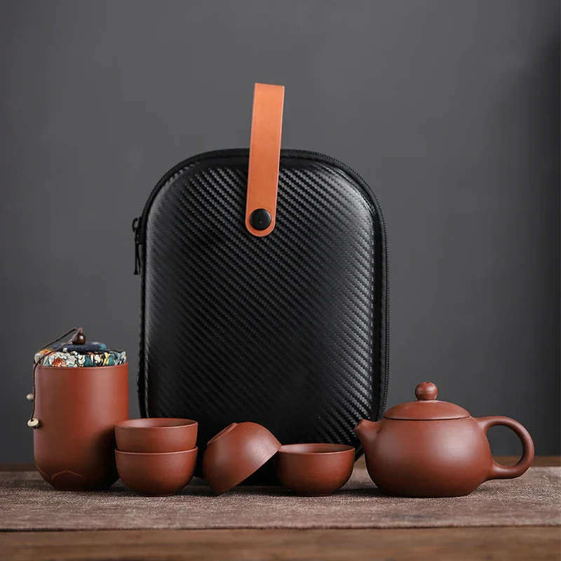 Tea Set Purple Sand Portable Gaiwan Travel Tea Ceremony Kit Fall 2025 Yixing Clay Outdoor Gift - Image 8