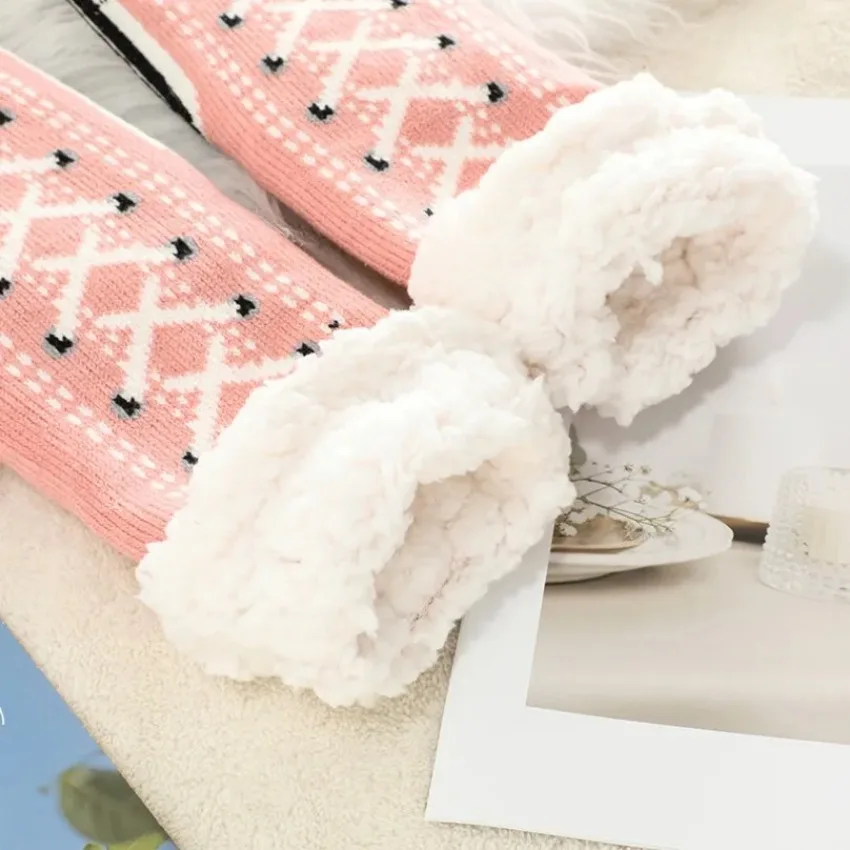 Thermal Fluffy Socks Women Winter Plush Non-Slip Fuzzy Slipper Sock Short - Image 3