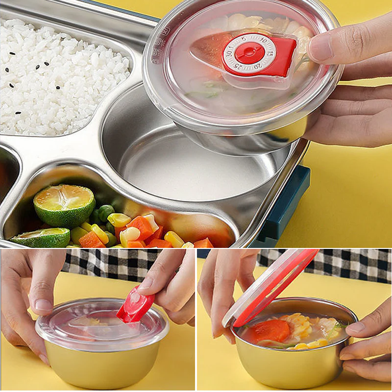 Thermal Lunch Box Stainless Steel Divided Bento Leakproof - Image 3