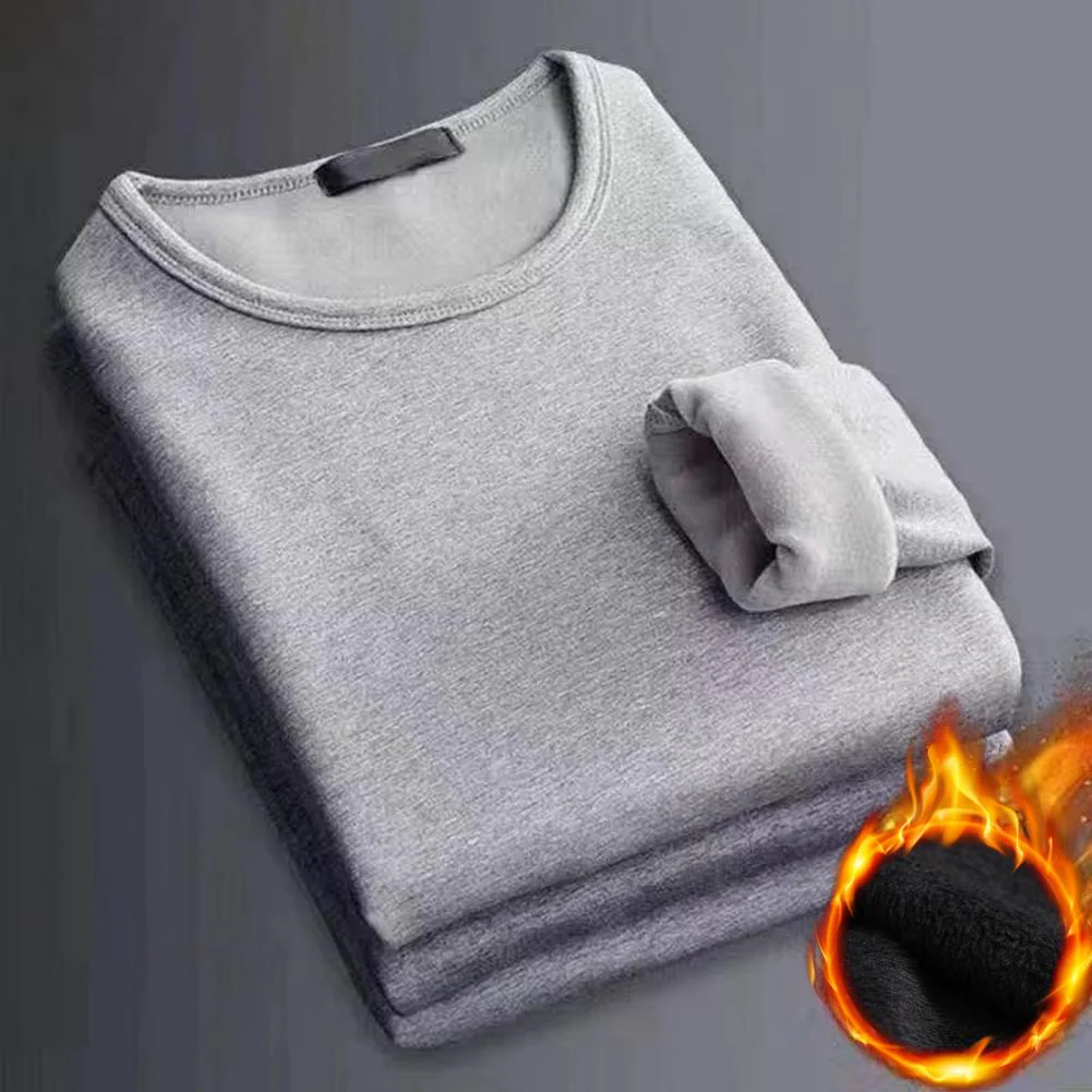 Thick Plush Thermal Long Sleeve Shirt Men's - Cozy Bottoming Layer for Cold Weather Comfort - Image 10