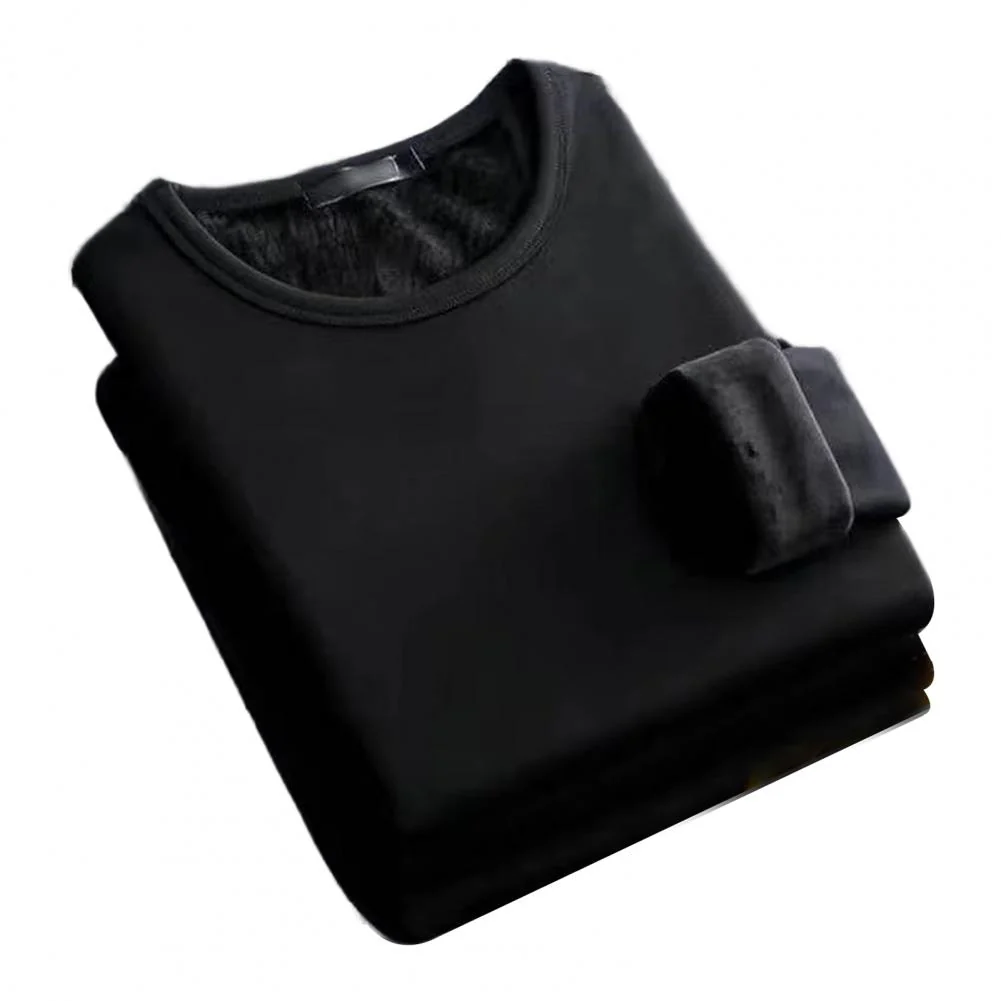 Thick Plush Thermal Long Sleeve Shirt Men's - Cozy Bottoming Layer for Cold Weather Comfort - Image 2