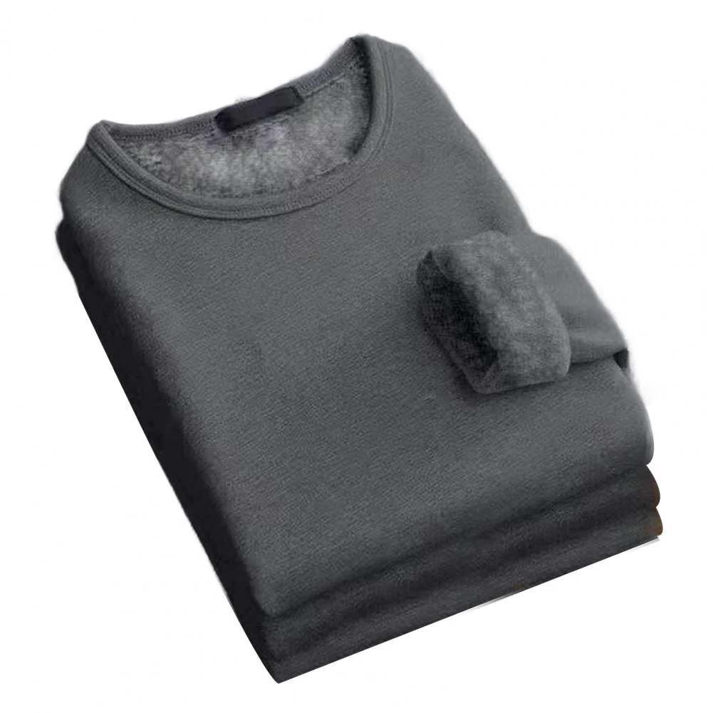 Thick Plush Thermal Long Sleeve Shirt Men's - Cozy Bottoming Layer for Cold Weather Comfort - Image 3