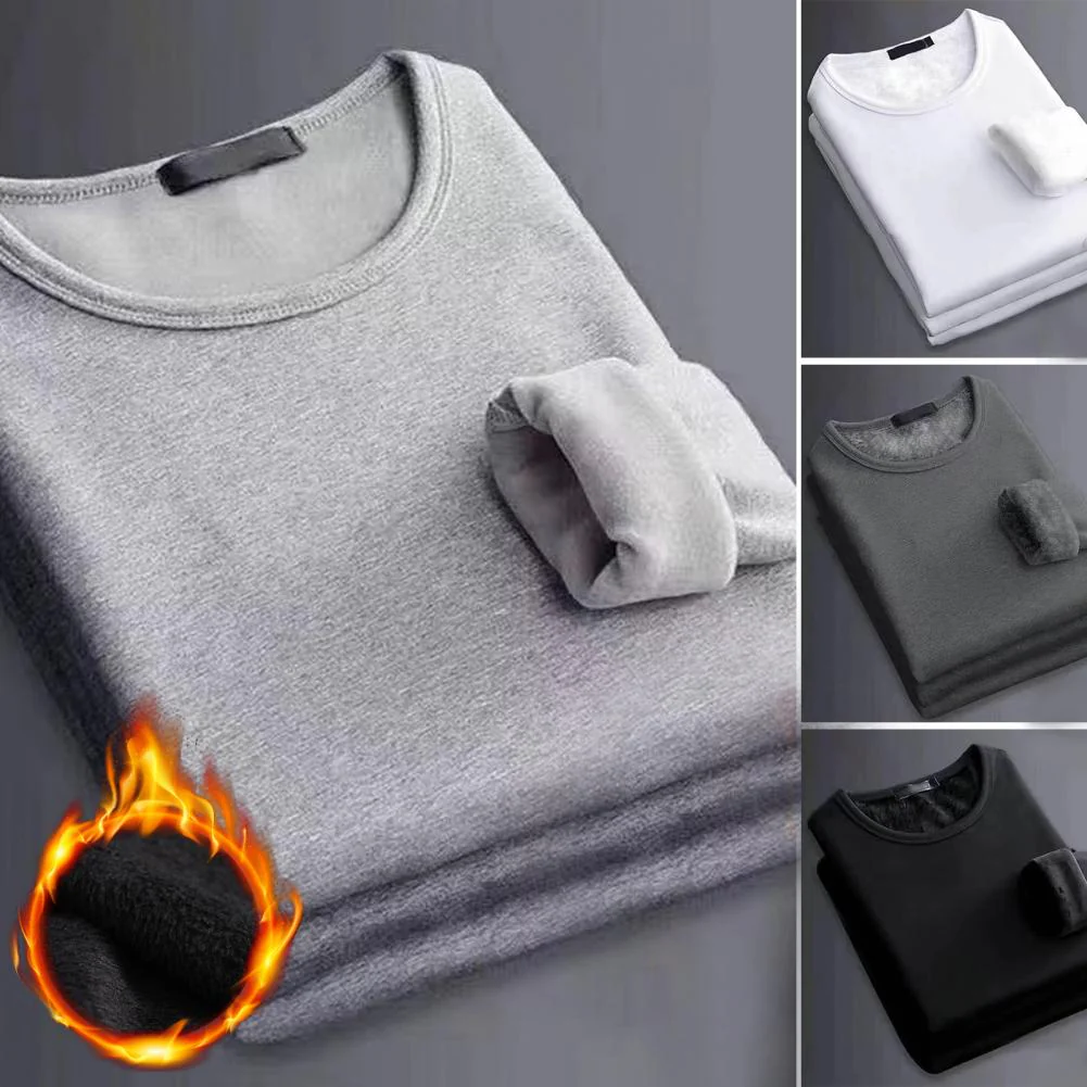 Thick Plush Thermal Long Sleeve Shirt Men's - Cozy Bottoming Layer for Cold Weather Comfort - Image 4