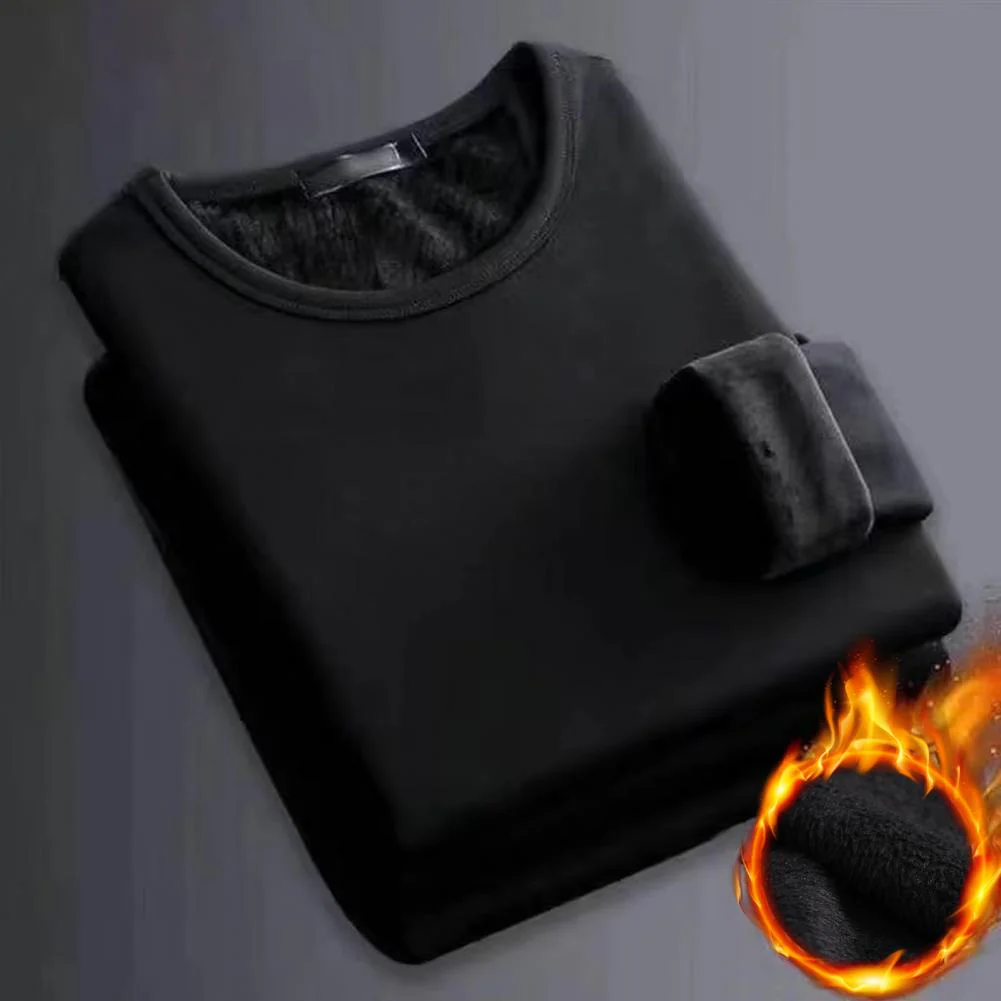 Thick Plush Thermal Long Sleeve Shirt Men's - Cozy Bottoming Layer for Cold Weather Comfort - Image 8