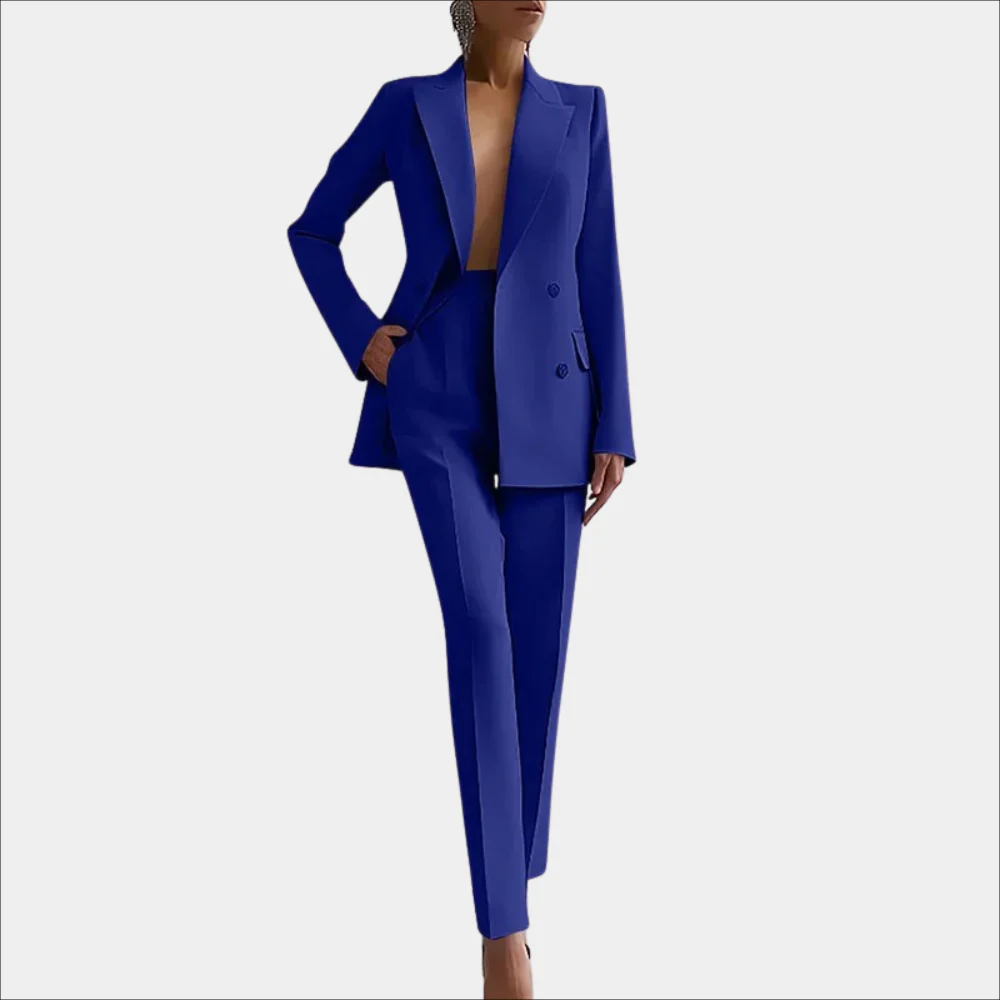 Timeless women's suit set – elegant blazer with slim-fit trousers, high-quality fabric, for office and formal occasions - Image 3