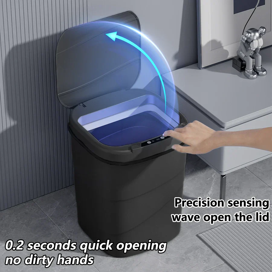Touchless Sensor Trash Can Battery Powered Hygienic Home - Image 3