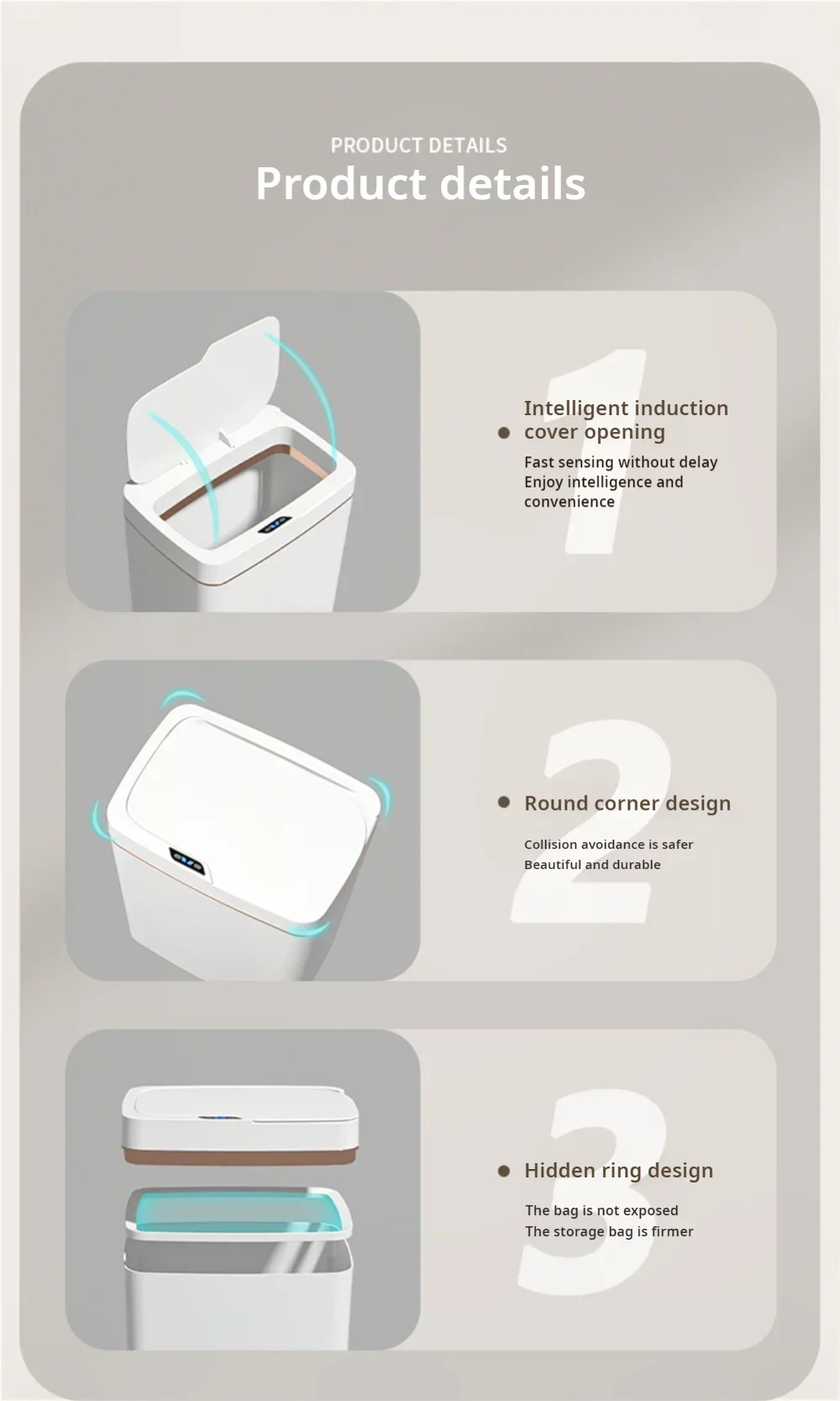 Touchless Smart Sensor Trash Can 15L Waterproof Automatic - Image 16