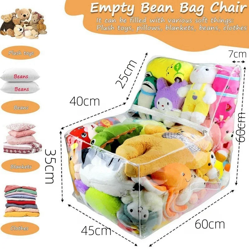 Toy Storage Stool Thickened PVC Transparent Seat Kids 2-In-1 Organizer Chair Playroom Fall 2025 Waterproof Easy Clean - Image 4