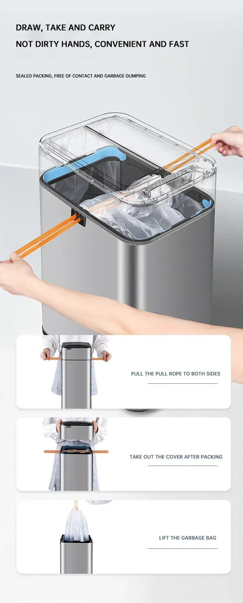 Trash Can 20L Stainless Steel Sensor Kitchen Bin Hands Free - Image 10