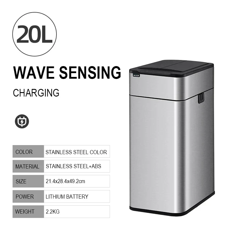 Trash Can 20L Stainless Steel Sensor Kitchen Bin Hands Free - Image 20