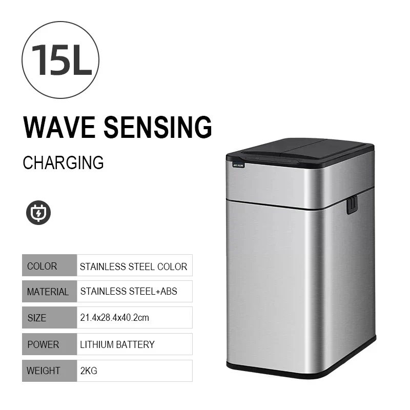 Trash Can 20L Stainless Steel Sensor Kitchen Bin Hands Free - Image 24