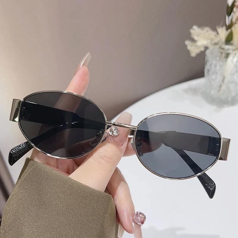 Trendy Oval Sunglasses for Women 2025 Luxury Metal Frame Classic Vintage Round Shades Unisex - Image 3