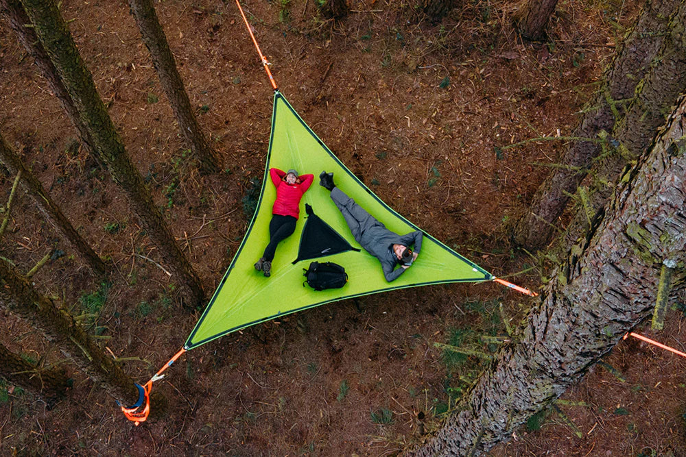 Triangle Camping Hammock, Portable Multi-Person Aerial Bed with Durable Canvas and Anti-Roll Strap System for Outdoor Use