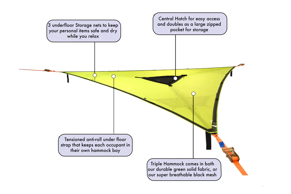 Triangle Camping Hammock, Portable Multi-Person Aerial Bed with Durable Canvas and Anti-Roll Strap System for Outdoor Use - Image 10