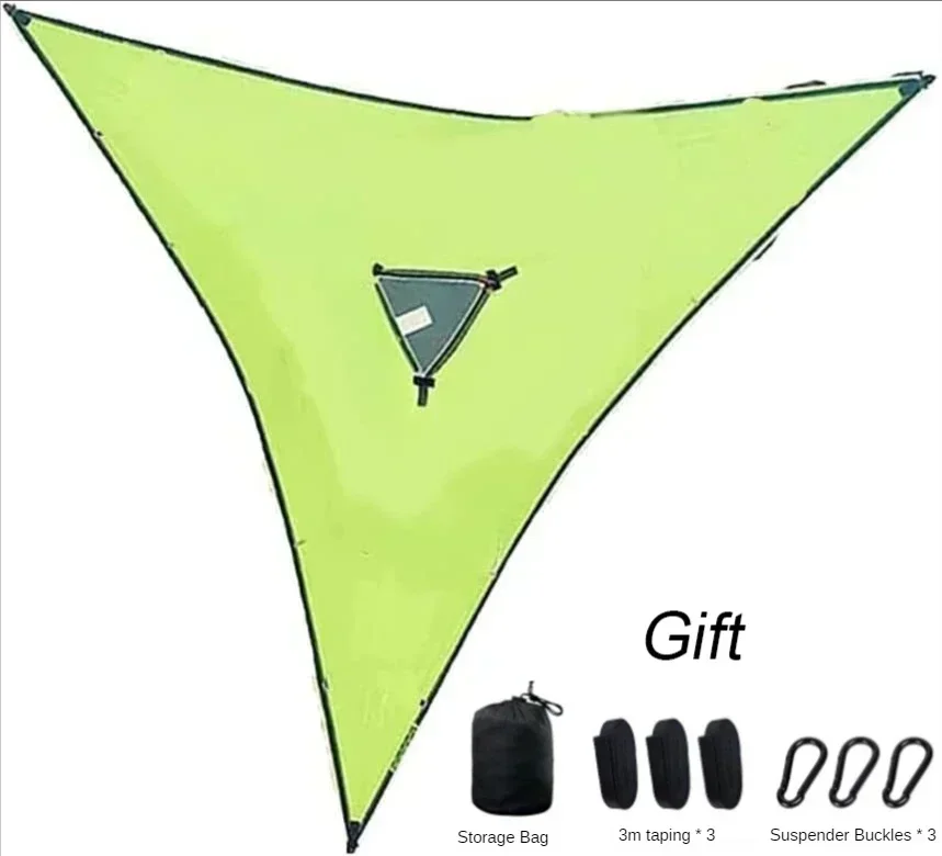 Triangle Camping Hammock, Portable Multi-Person Aerial Bed with Durable Canvas and Anti-Roll Strap System for Outdoor Use - Image 9