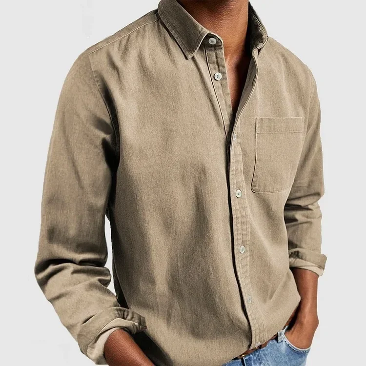 Turn Down Collar Casual Blouse Long Sleeve Tees Solid Button Cardigan Autumn - Image 2