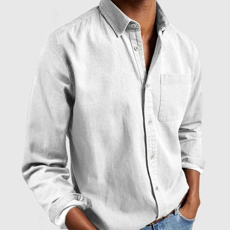 Turn Down Collar Casual Blouse Long Sleeve Tees Solid Button Cardigan Autumn - Image 3