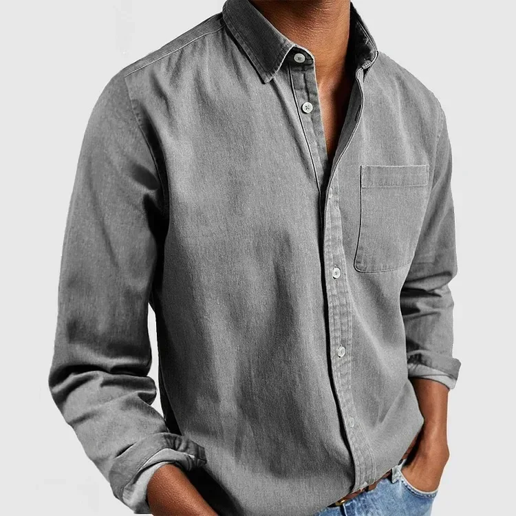 Turn Down Collar Casual Blouse Long Sleeve Tees Solid Button Cardigan Autumn - Image 5