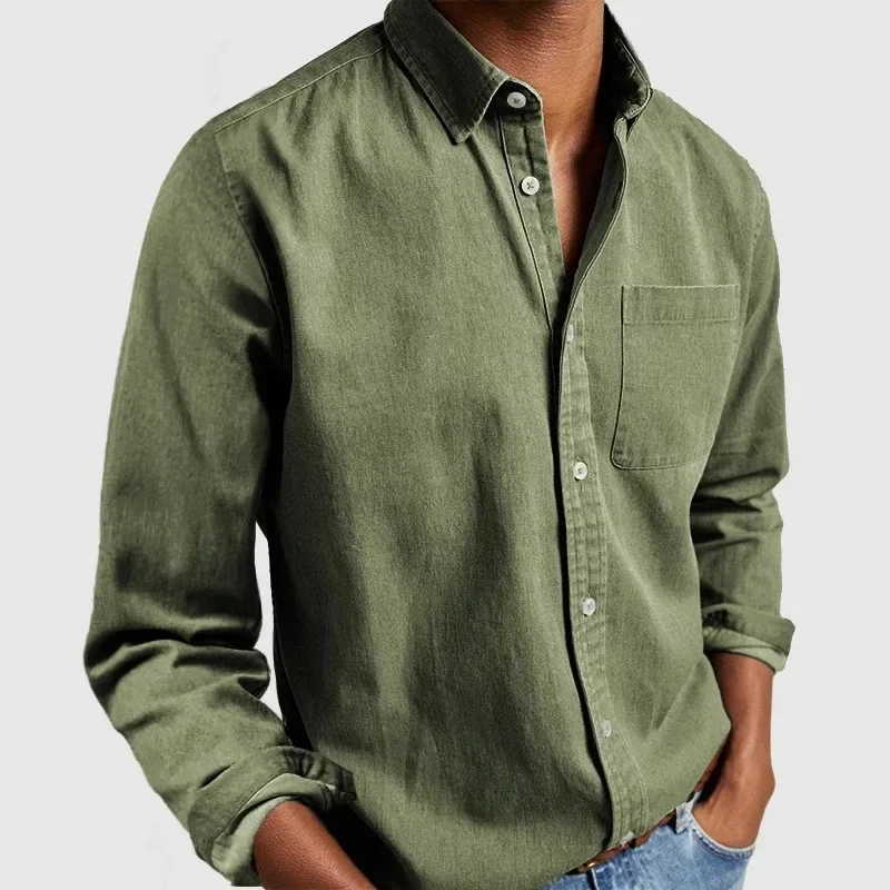 Turn Down Collar Casual Blouse Long Sleeve Tees Solid Button Cardigan Autumn - Image 8