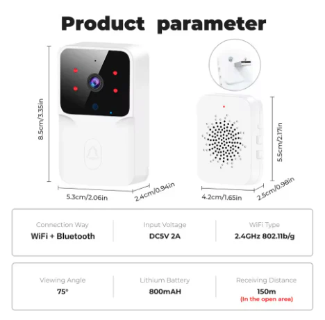 Tuya Wireless Video Doorbell Camera with Night Vision, Smart Home Security HD Outdoor Doorbell Intercom System - Image 5