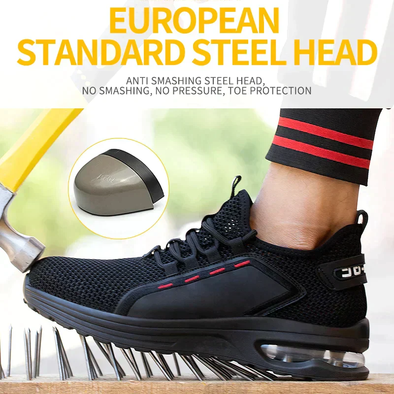 Ultra-Light Non-Slip Work Shoes with Steel Toe Protection, Breathable Mesh Upper, Lightweight Safety Footwear - Image 3