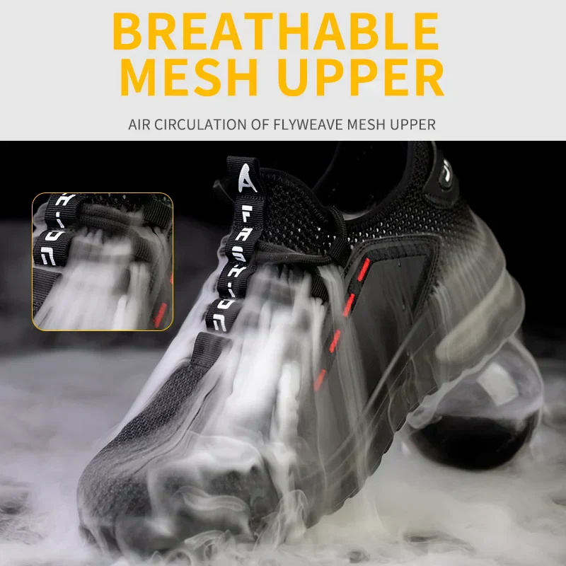 Ultra-Light Non-Slip Work Shoes with Steel Toe Protection, Breathable Mesh Upper, Lightweight Safety Footwear - Image 4