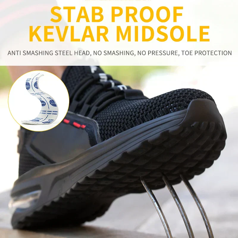 Ultra-Light Non-Slip Work Shoes with Steel Toe Protection, Breathable Mesh Upper, Lightweight Safety Footwear - Image 5