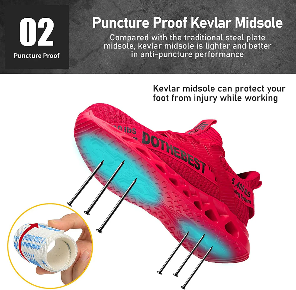 Ultralight Breathable Non-Slip Safety Shoes with Steel Toe and Kevlar Sole for Enhanced Comfort and Protection - Image 3