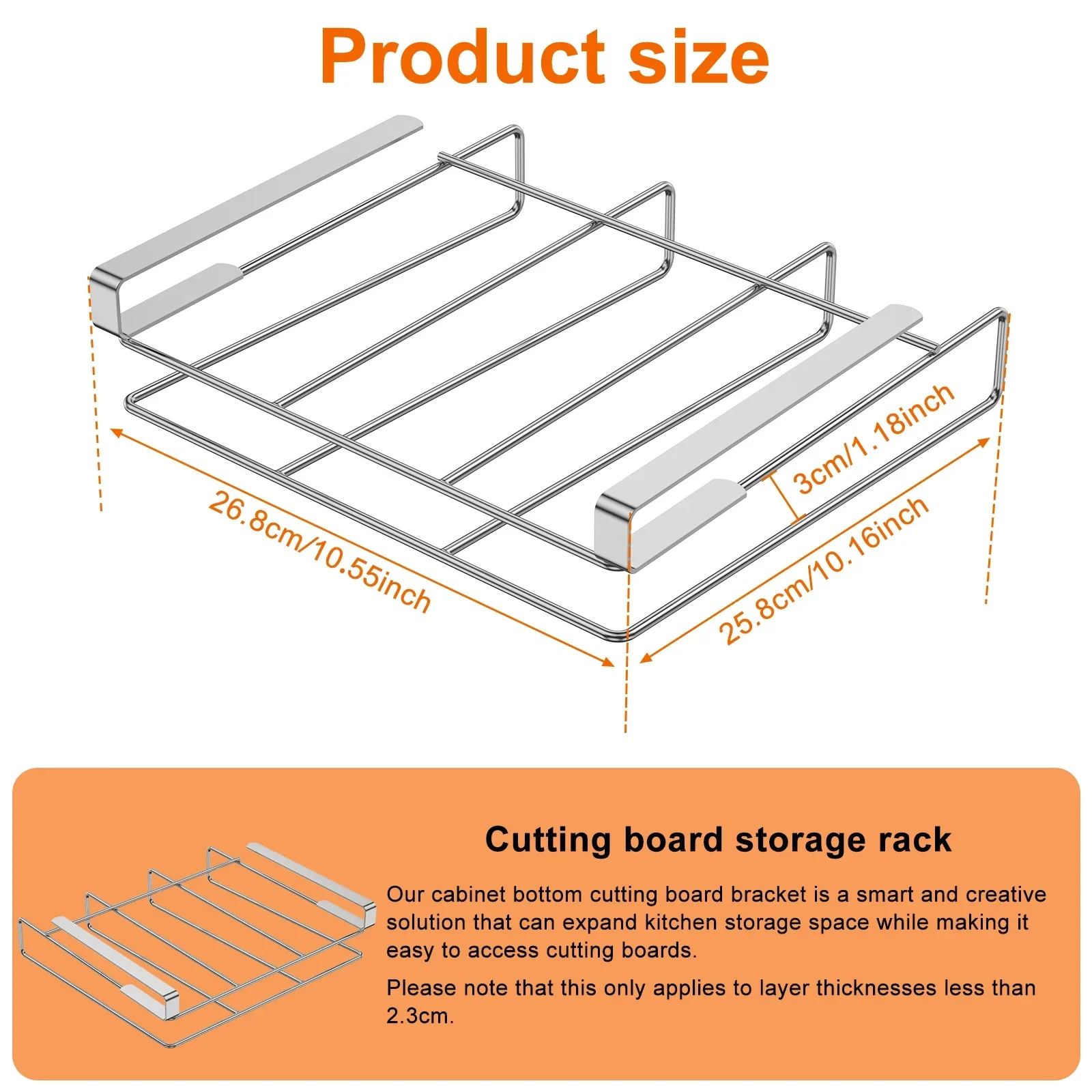 Under Cabinet Cutting Board Organizer Stainless Steel Hanging Rack Kitchen Space Saving Fall 2025 Countertop Saver - Image 6