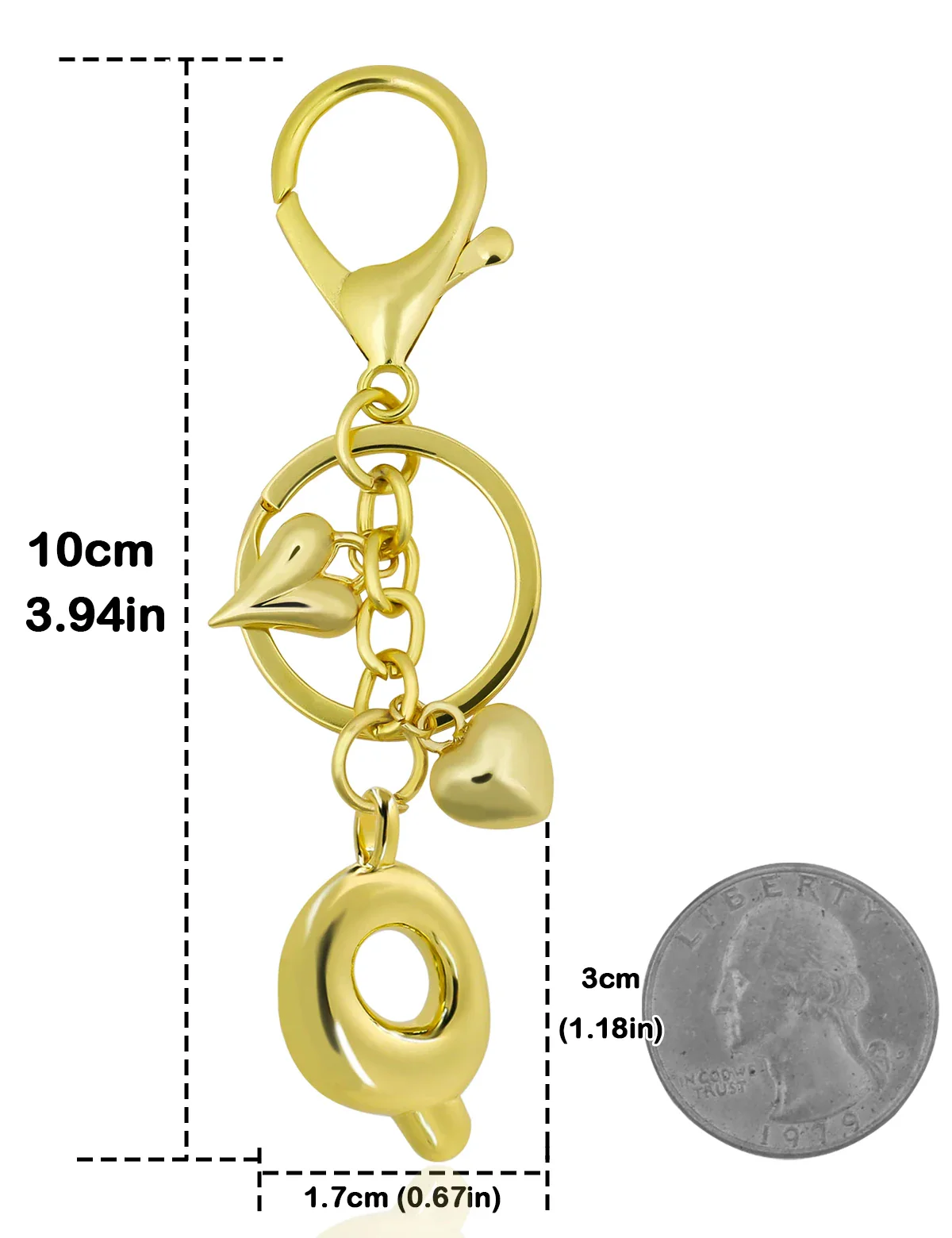 Personalized Keychain Gold Bubble Letter Bag Charm Gift - Image 10