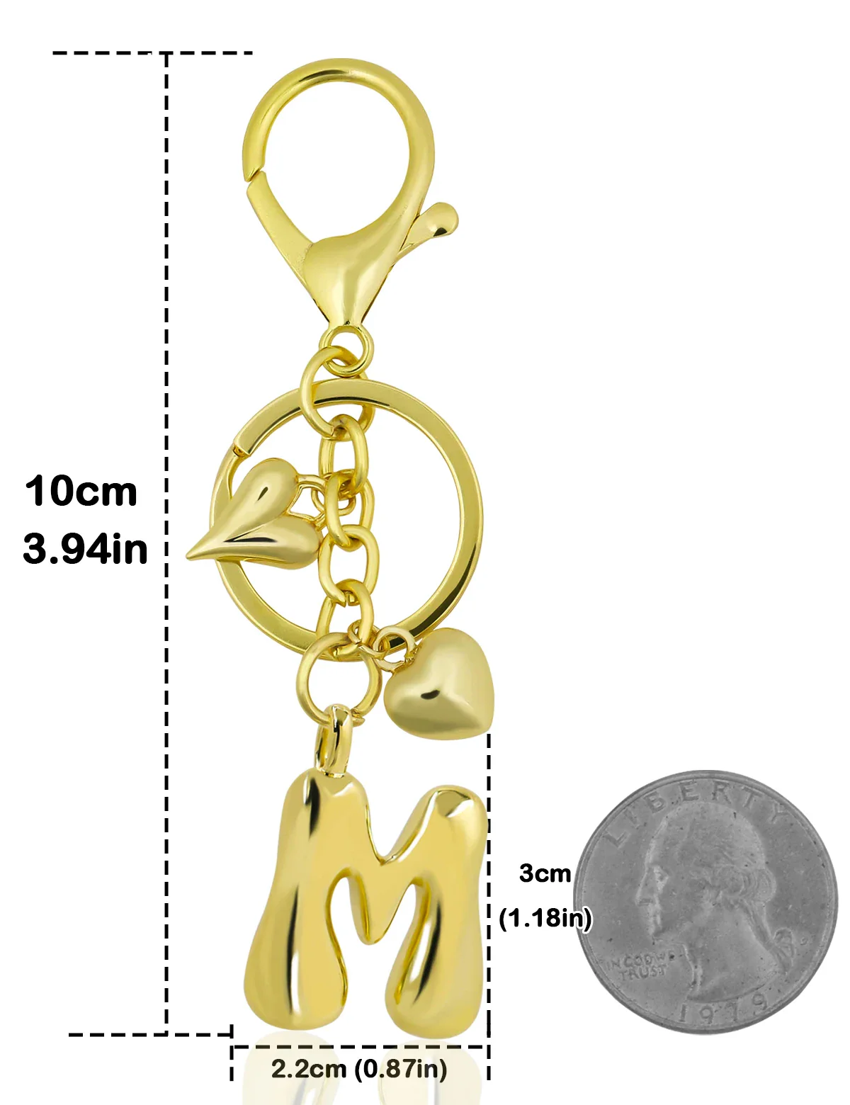 Personalized Keychain Gold Bubble Letter Bag Charm Gift - Image 12