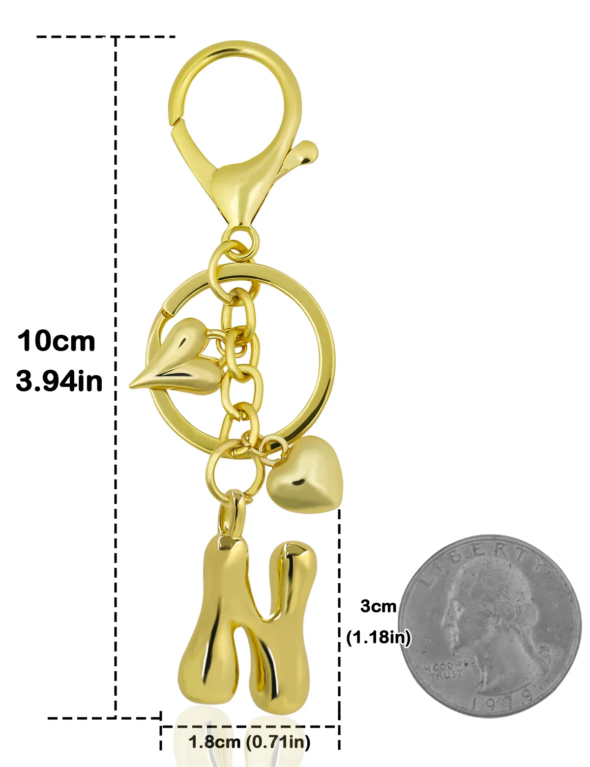 Personalized Keychain Gold Bubble Letter Bag Charm Gift - Image 13