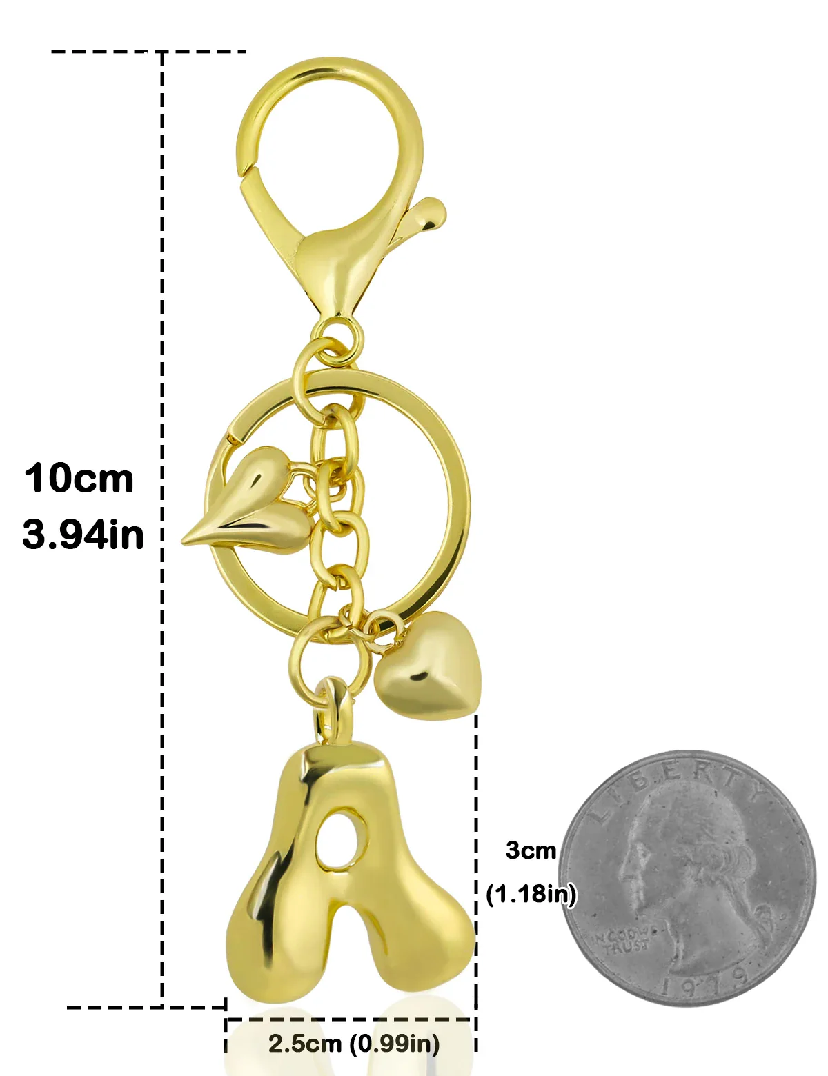 Personalized Keychain Gold Bubble Letter Bag Charm Gift - Image 14