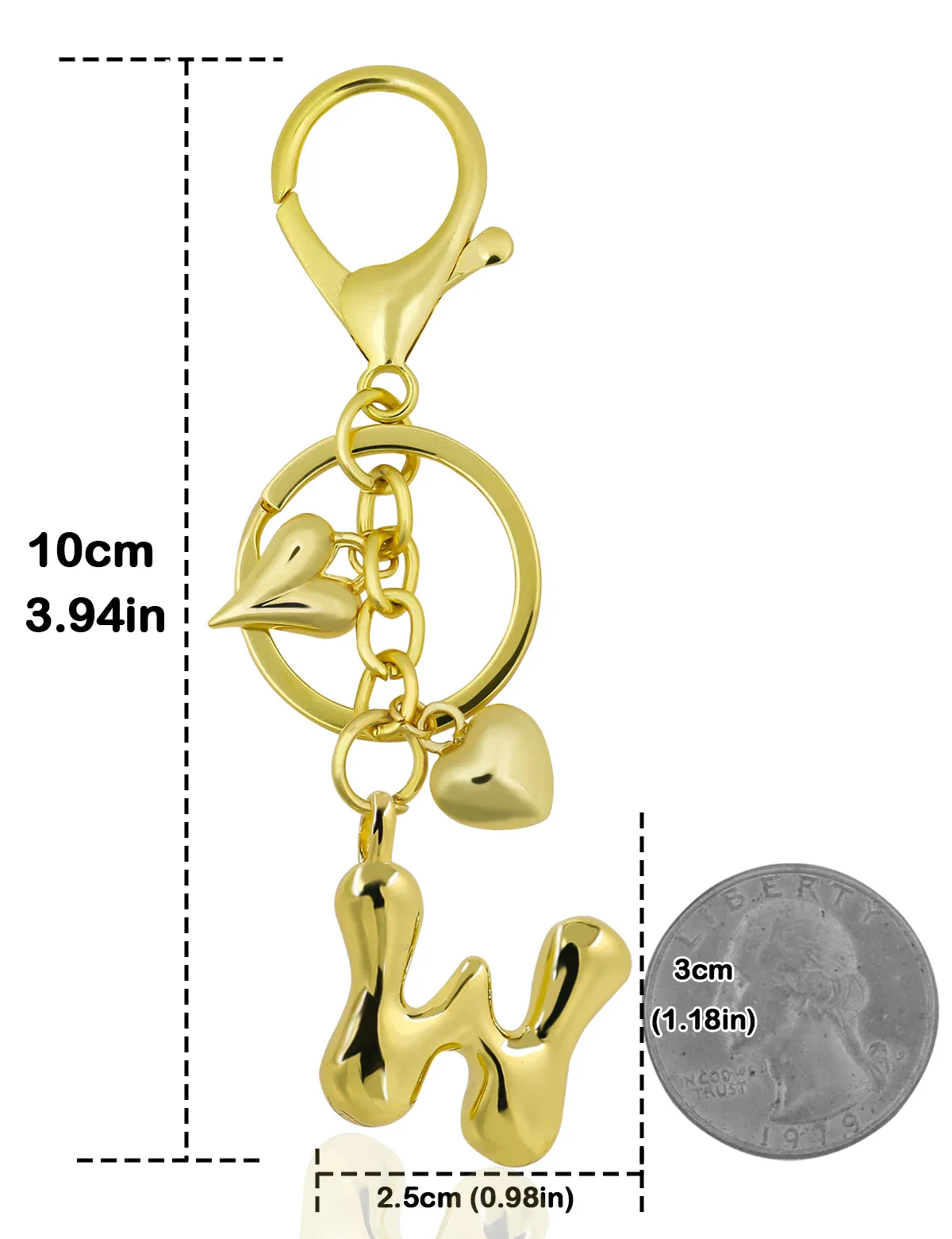 Personalized Keychain Gold Bubble Letter Bag Charm Gift - Image 15