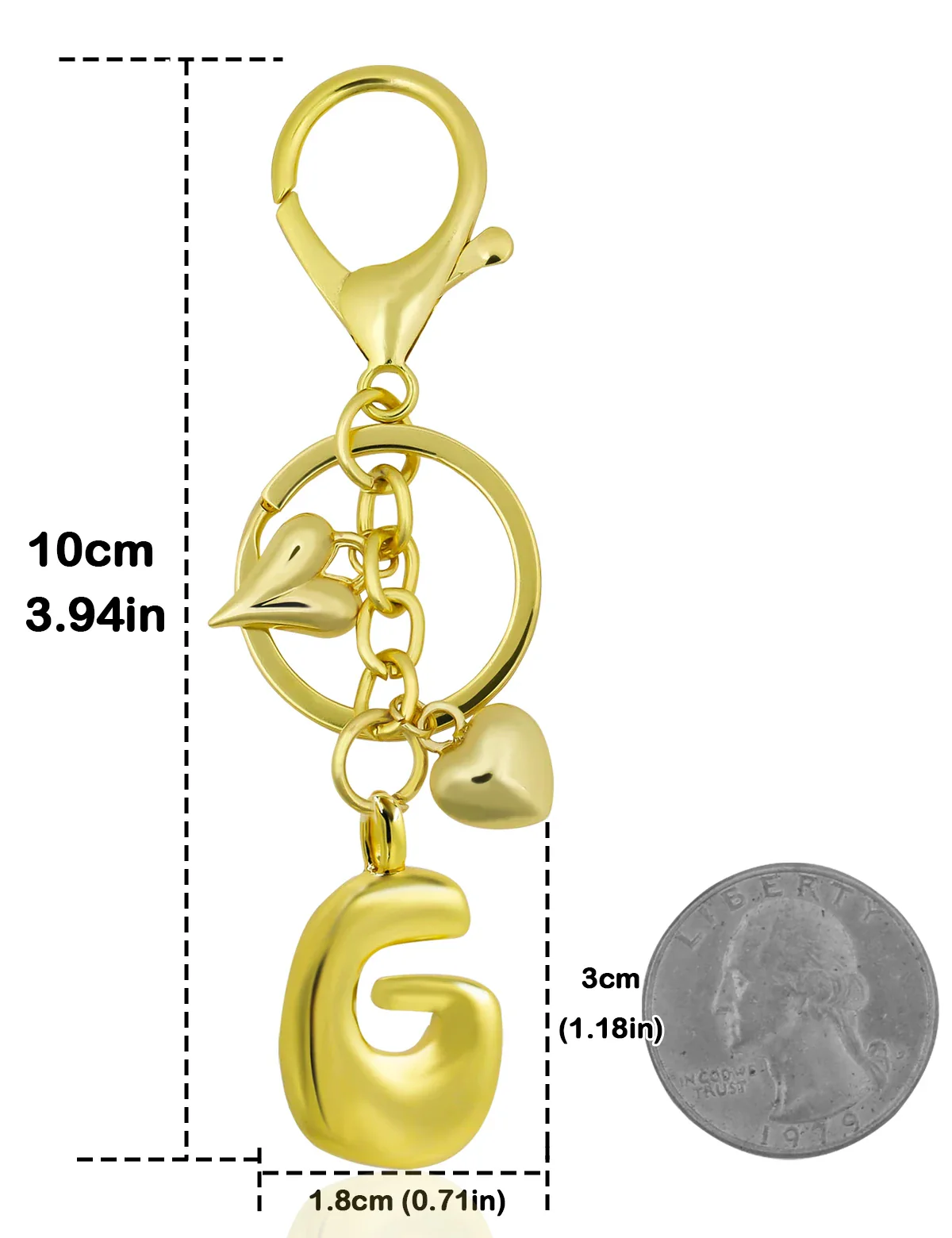 Personalized Keychain Gold Bubble Letter Bag Charm Gift - Image 17