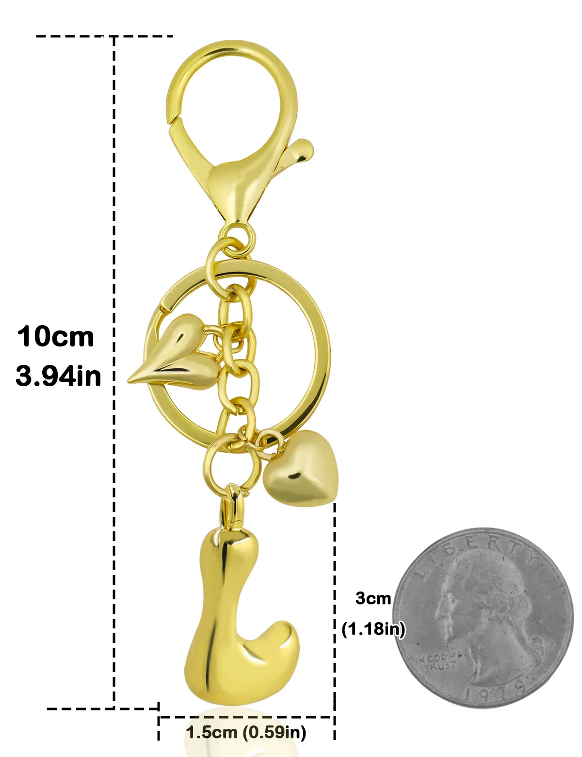 Personalized Keychain Gold Bubble Letter Bag Charm Gift - Image 18