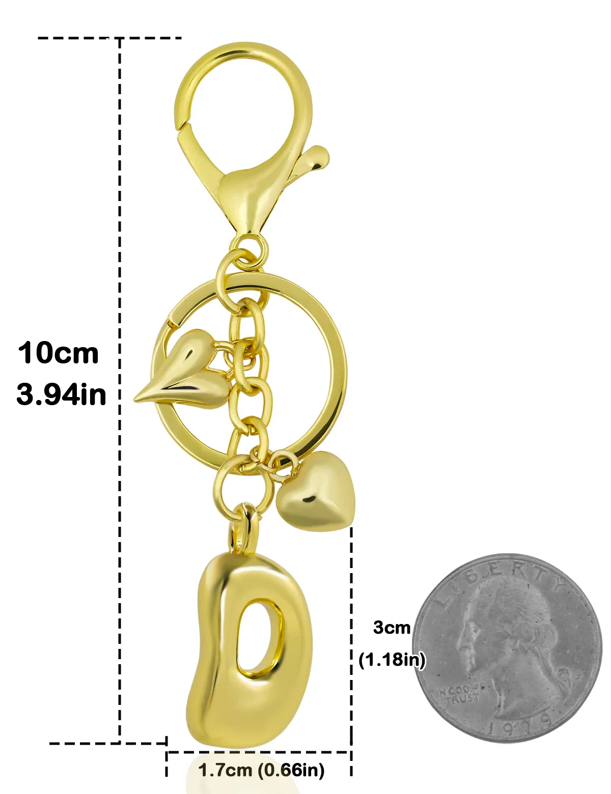 Personalized Keychain Gold Bubble Letter Bag Charm Gift - Image 19