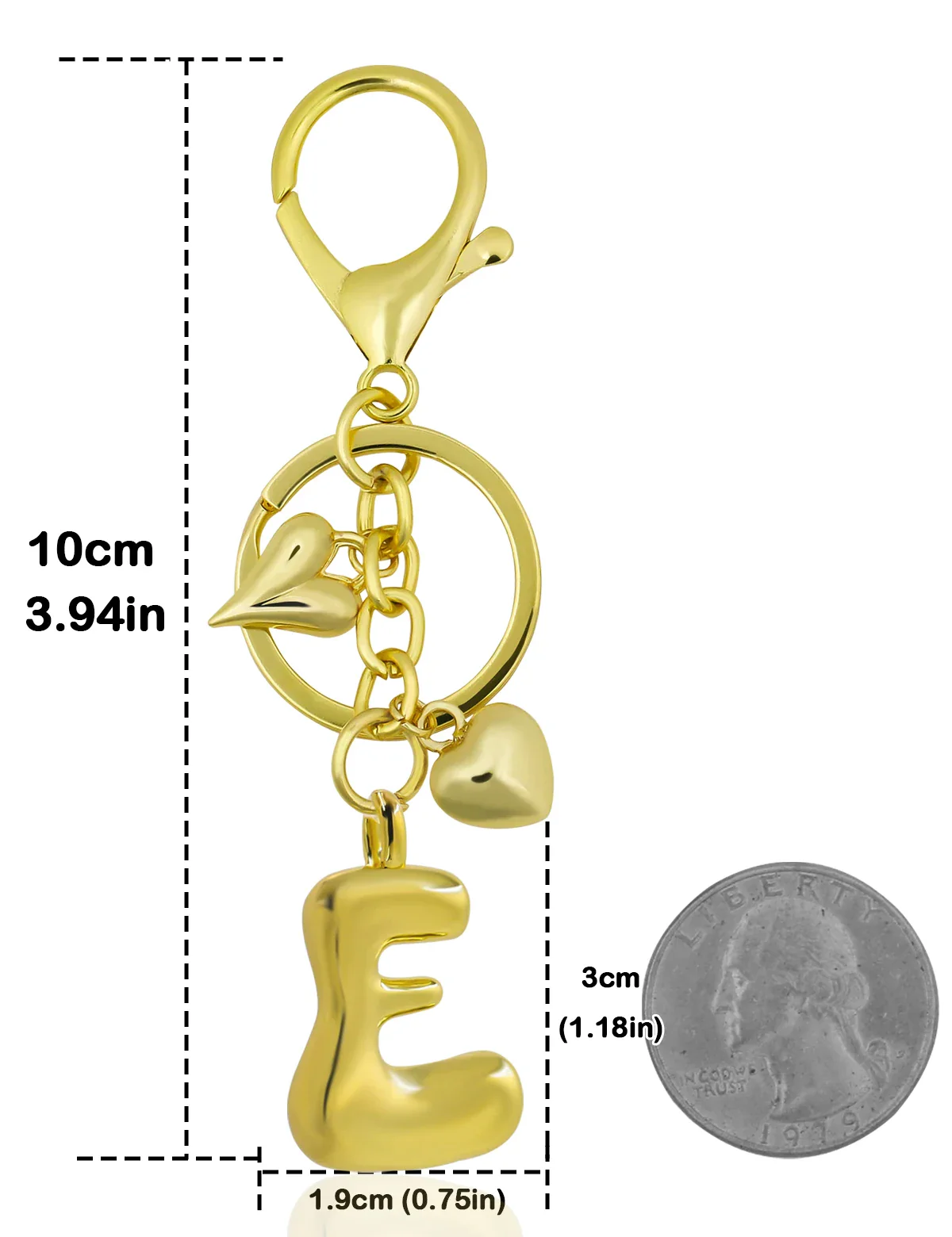 Personalized Keychain Gold Bubble Letter Bag Charm Gift - Image 20