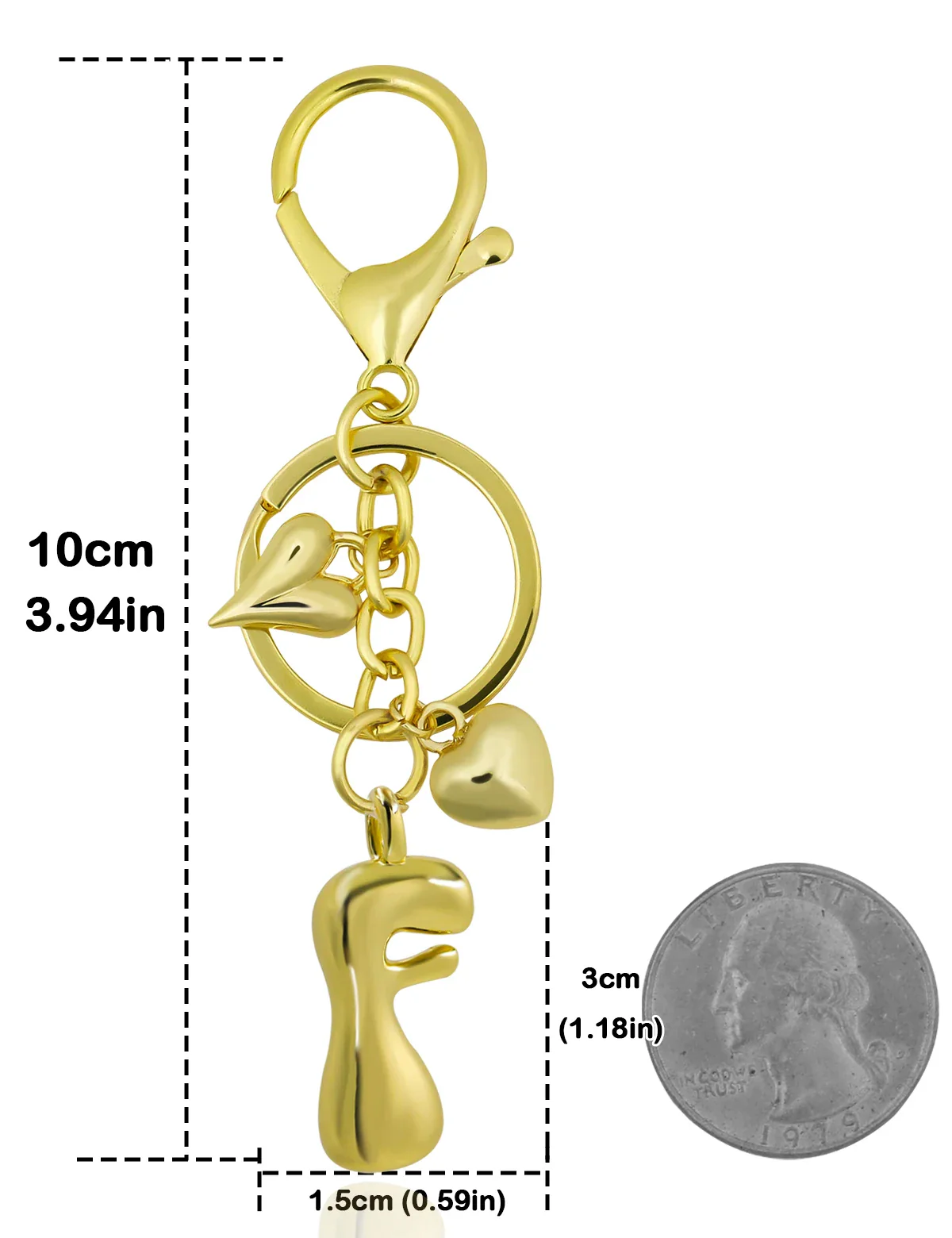 Personalized Keychain Gold Bubble Letter Bag Charm Gift - Image 21