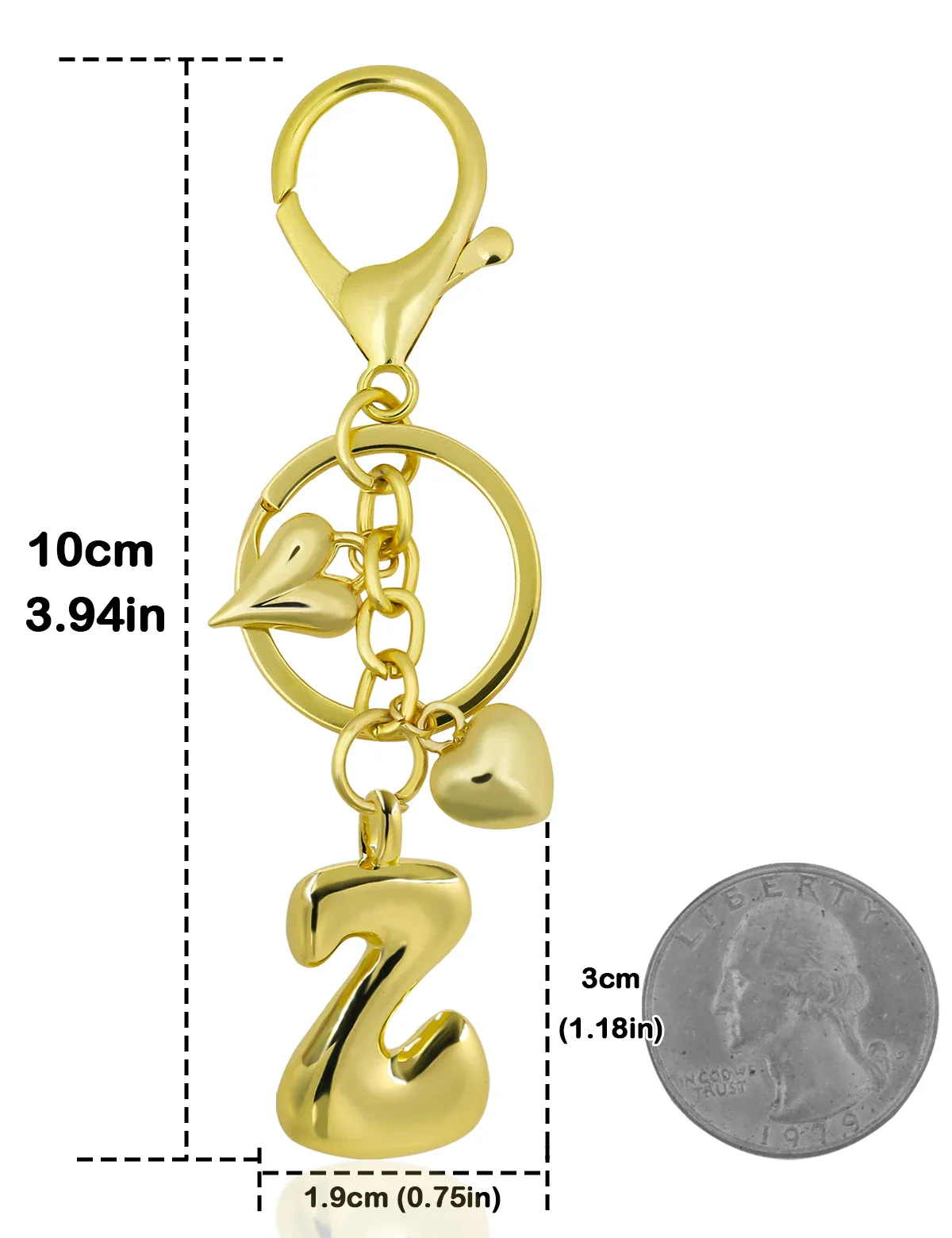 Personalized Keychain Gold Bubble Letter Bag Charm Gift - Image 22