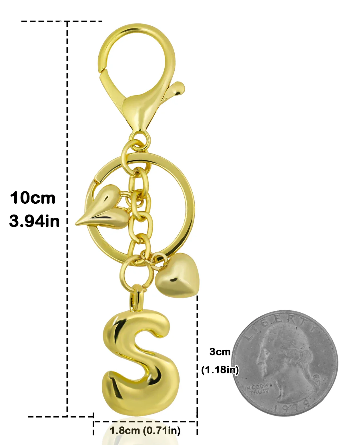 Personalized Keychain Gold Bubble Letter Bag Charm Gift - Image 23